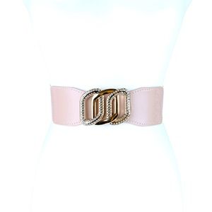 Ivory Leather Rhinestone Statement Belt